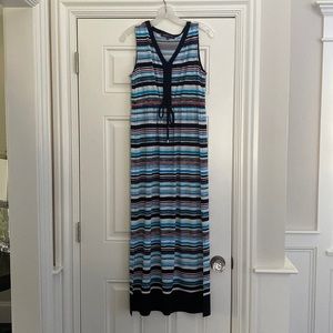 Jones New York Sleeveless Striped Maxi Dress